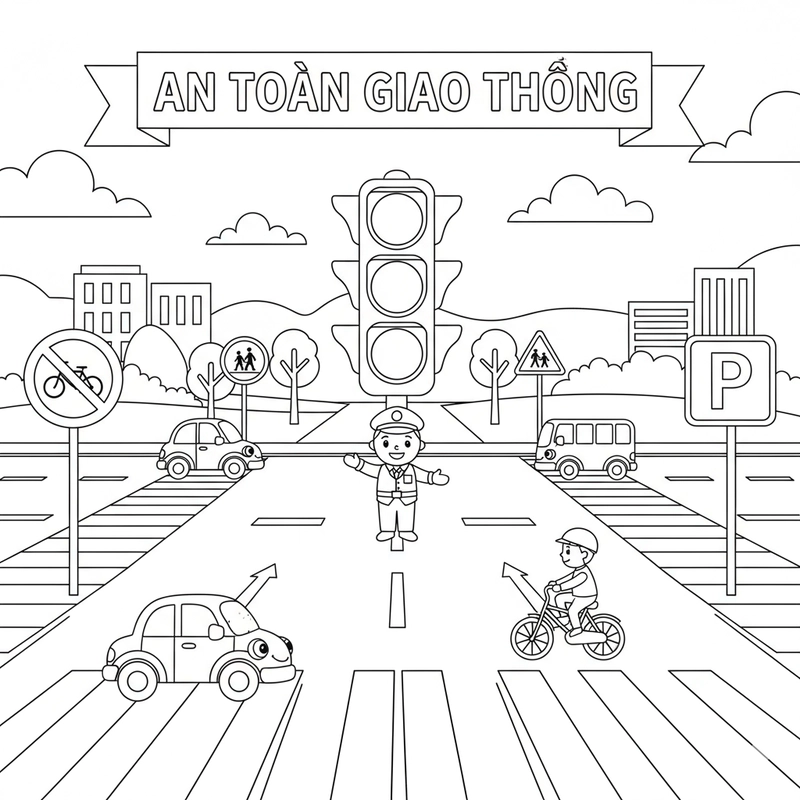 Tô màu xe buýt an toàn cho bé