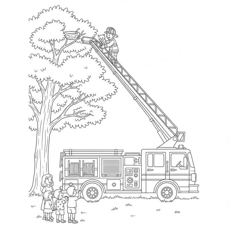Tô màu xe cứu hỏa dễ vẽ cho bé