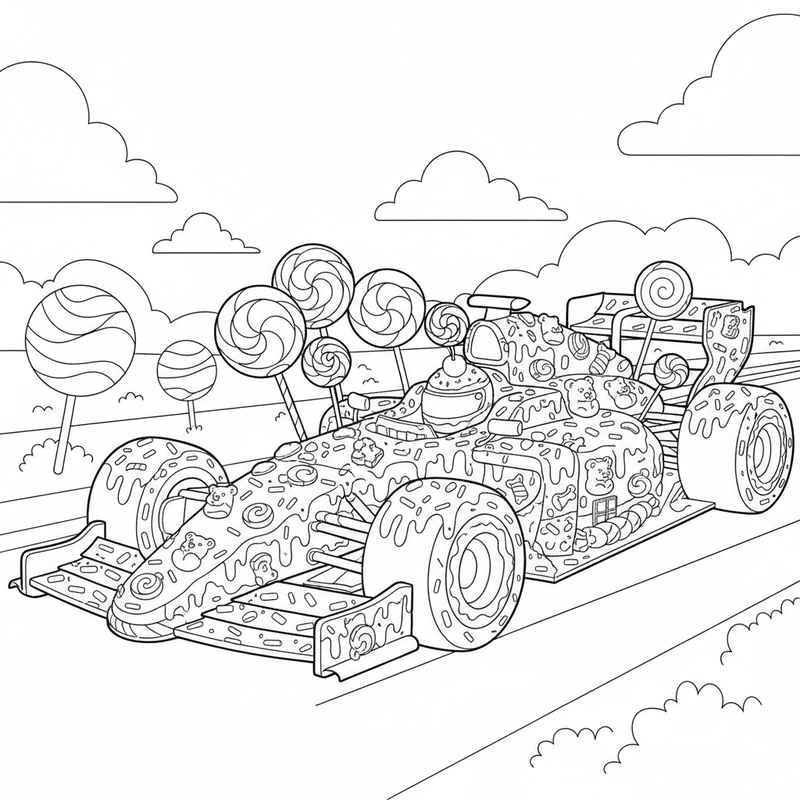 Tô màu xe đua F1 sinh động