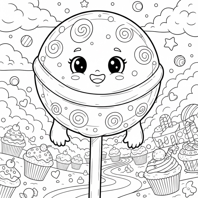 Trang tô màu kẹo mút cho bé luyện tay