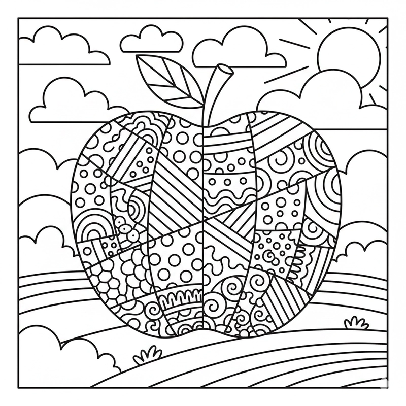 Trang tô màu quả táo cơ bản