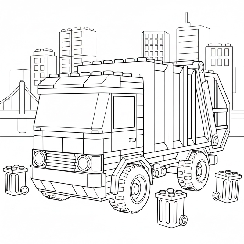 Trang tô màu xe chở rác giúp bé học màu