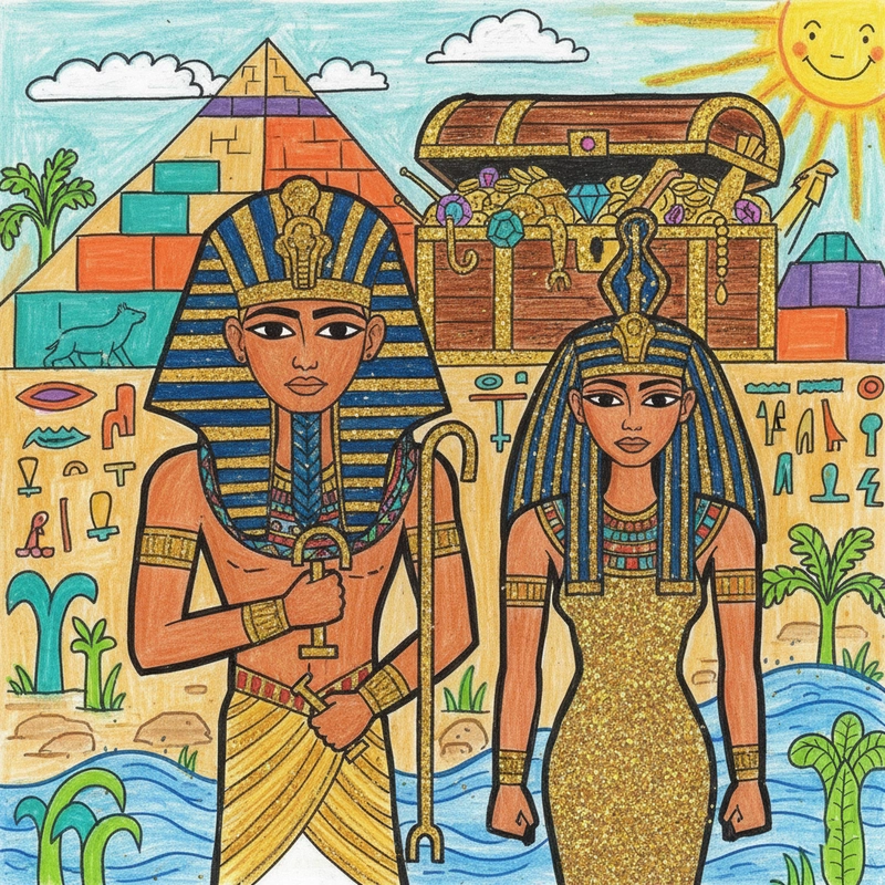 Tranh Ai Cập cổ đại với họa tiết đặc trưng