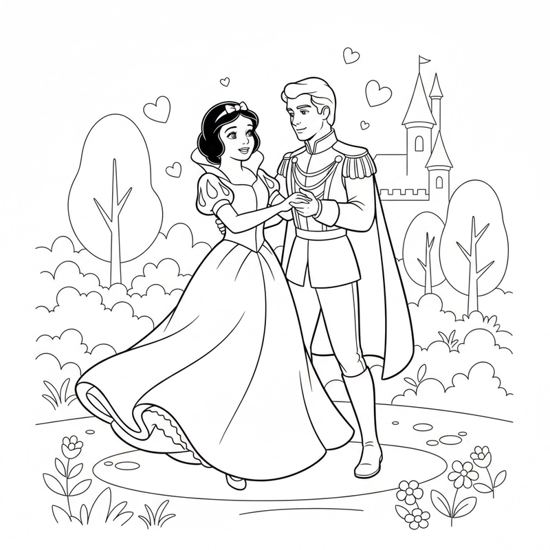 Tranh Bạch Tuyết tô màu bé thích