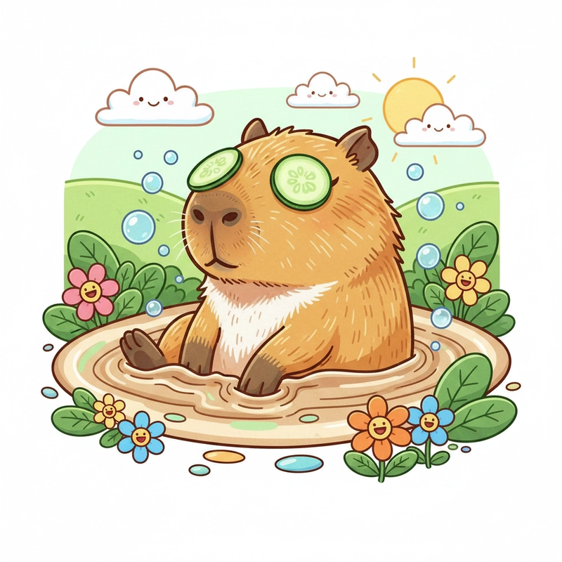 Tranh Capybara cute cho bé luyện nét