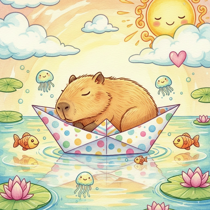 Tranh Capybara cute phù hợp bé mới học vẽ