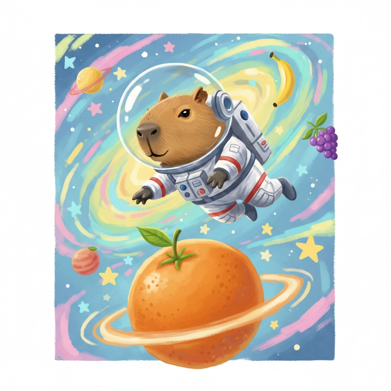 Tranh Capybara cute tạo hình đơn giản