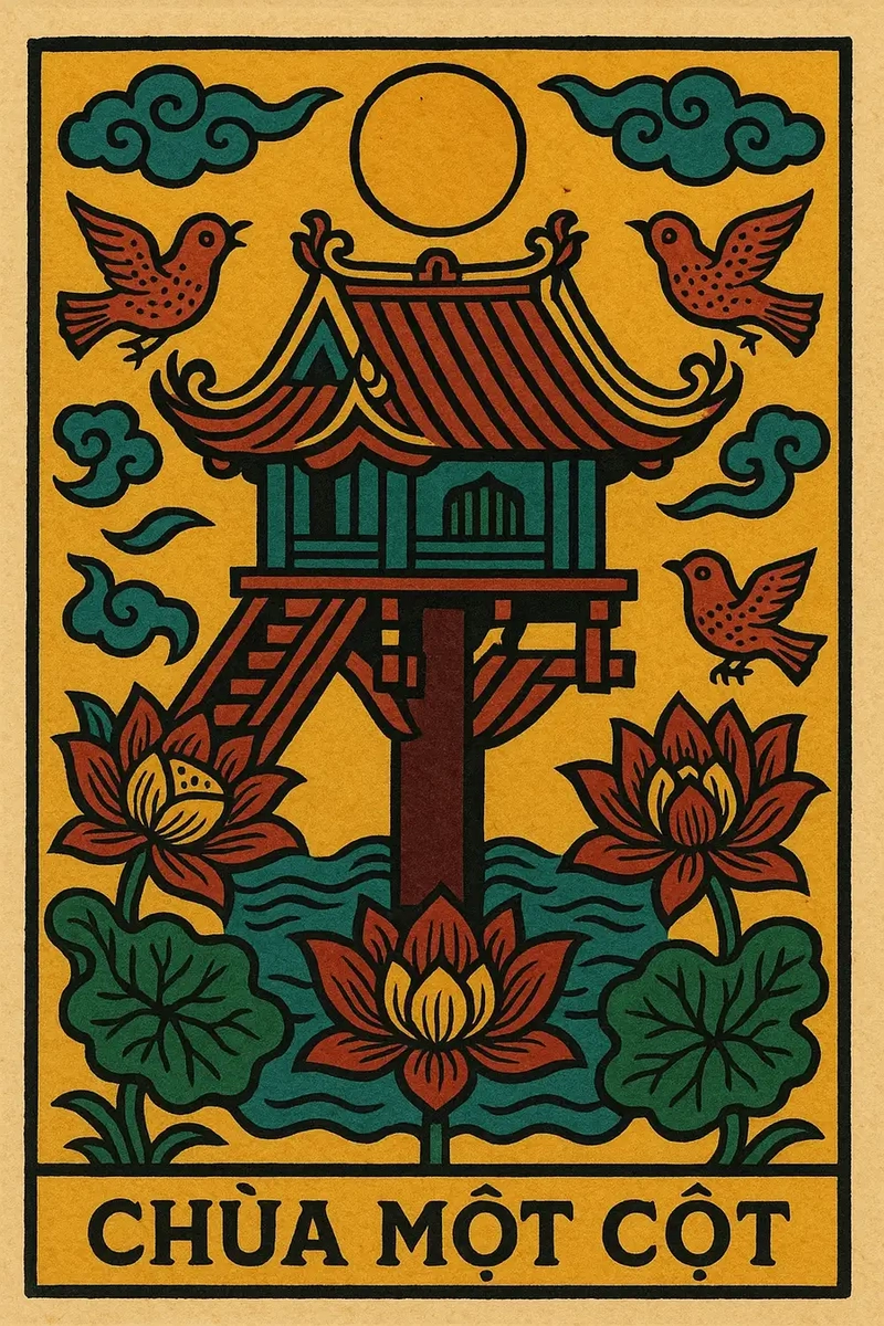 Tranh Chùa Một Cột cho bé