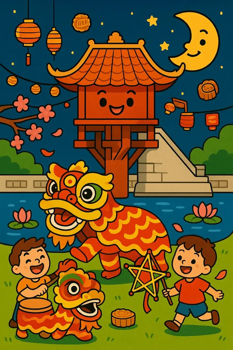 Tranh Chùa Một Cột cho học sinh