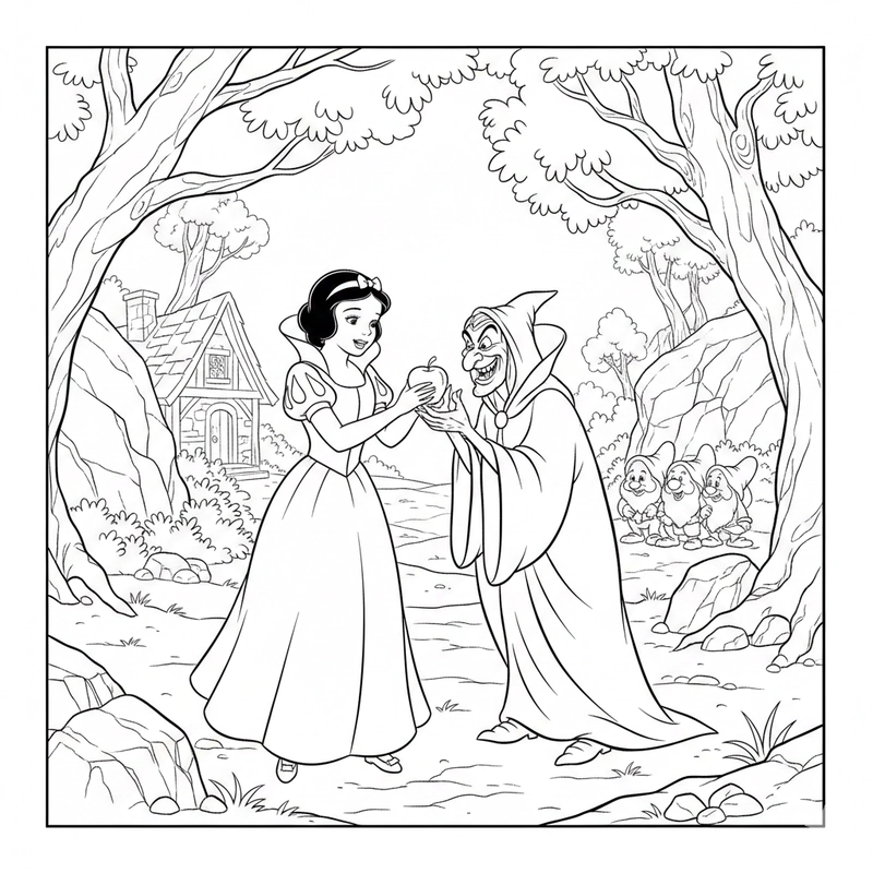Tranh Công chúa Bạch Tuyết tô màu