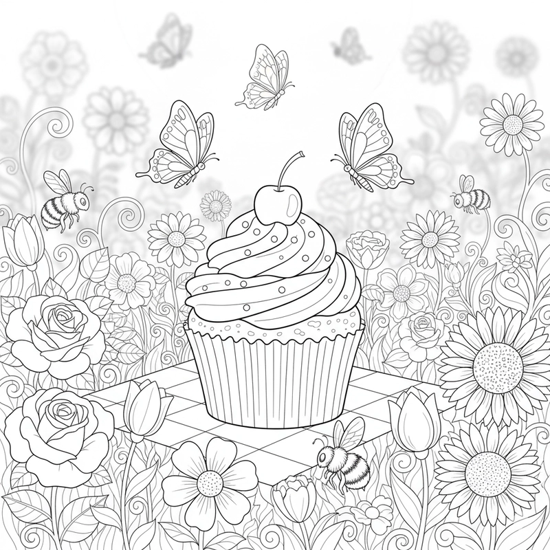 Tranh Cupcake đơn giản mầm non