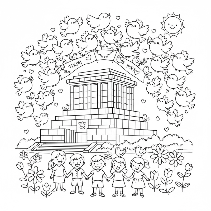 Tranh Lăng Bác Hồ chưa tô màu cho học sinh