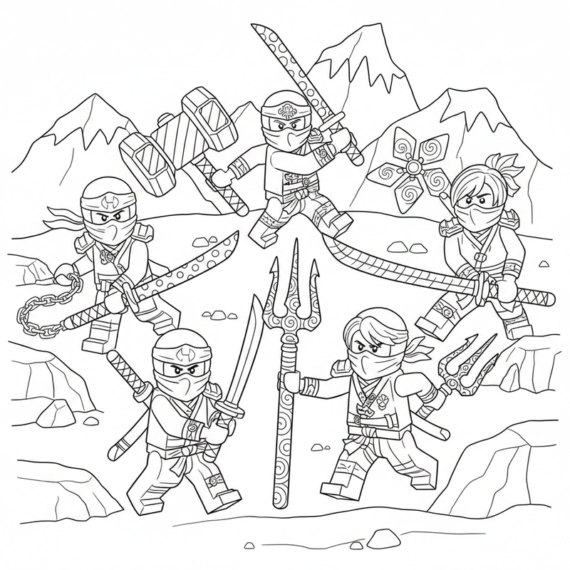 Tranh Ninjago tô màu chi tiết rõ nét