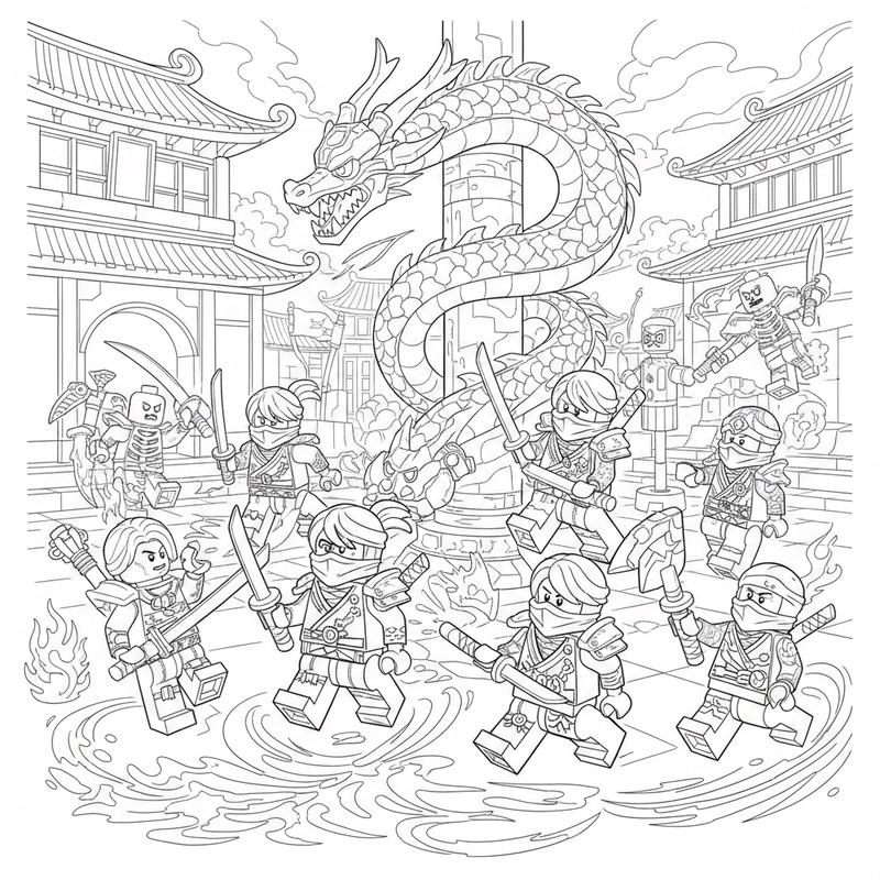 Tranh Ninjago tô màu chiến binh ninja