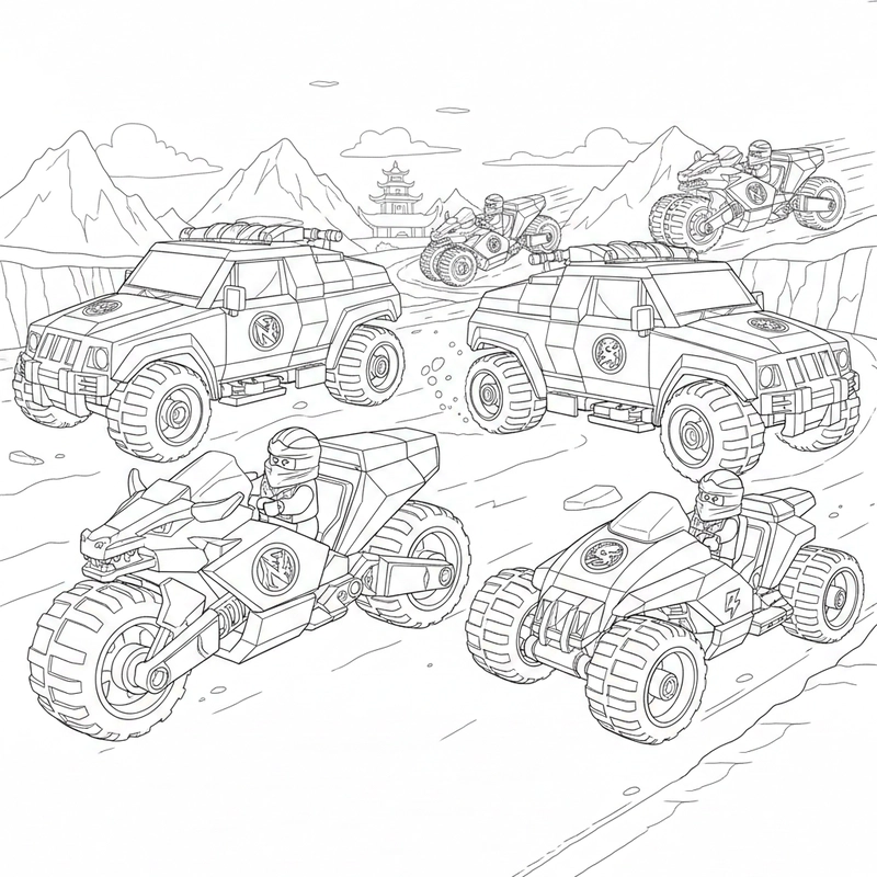 Tranh Ninjago tô màu hành động kịch tính