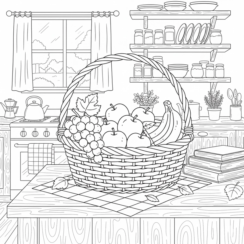 Tranh cái giỏ đơn giản để tô màu