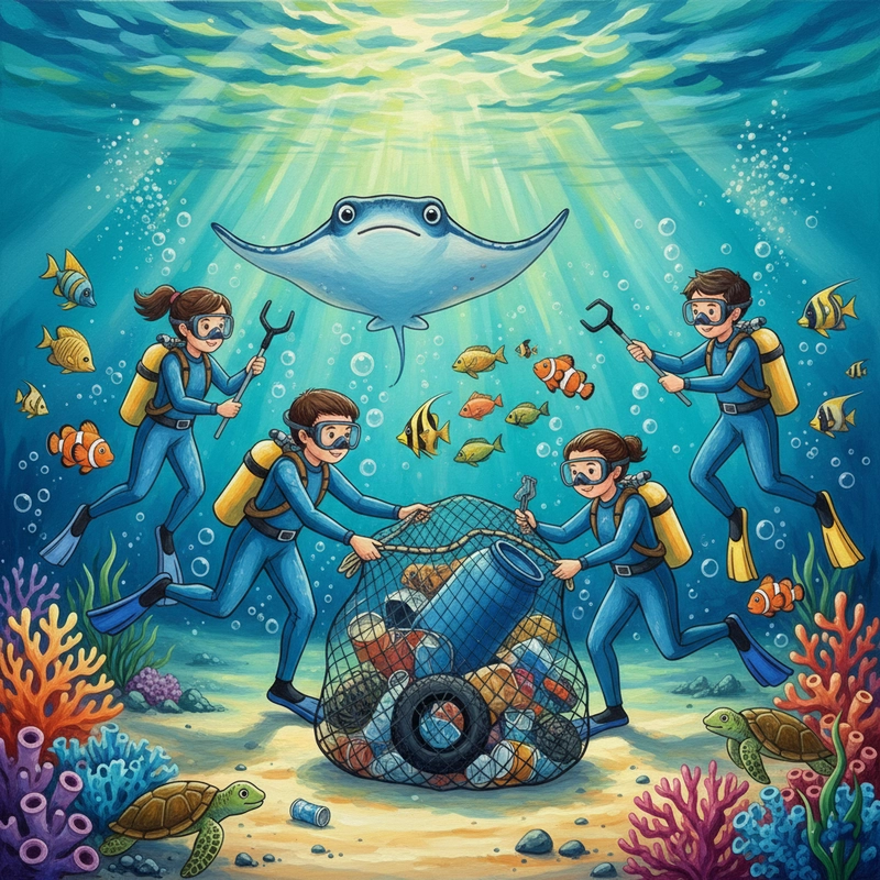 Tranh cổ động giáo dục ý thức bảo vệ biển