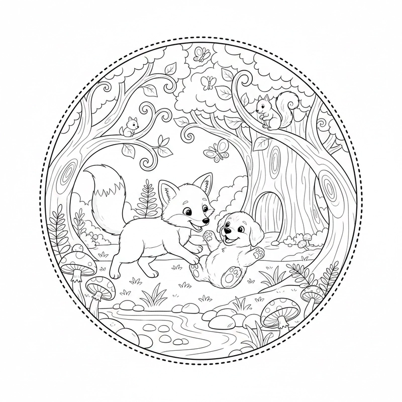 Tranh con cáo dễ thương cho bé tô màu