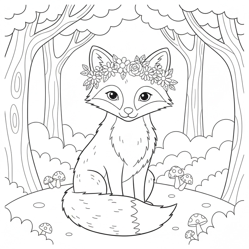 Tranh con cáo tô màu nét rõ ràng