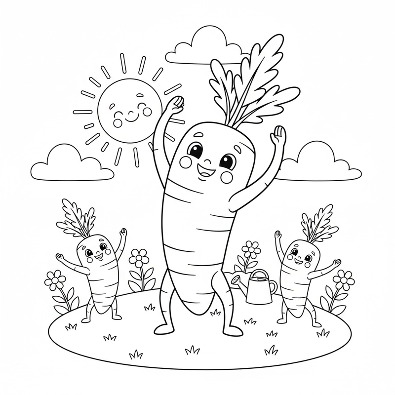 Tranh củ cà rốt dễ tô cho trẻ