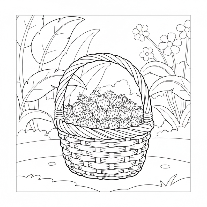 Tranh dâu tây tô màu nét rõ ràng dễ in