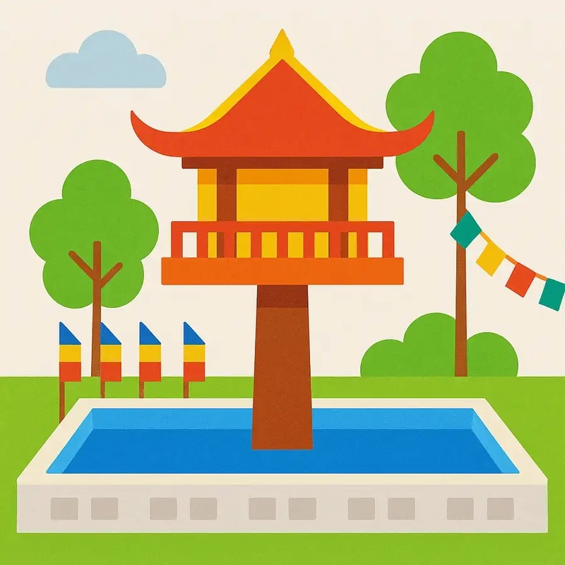 Tranh đề tài Chùa Một Cột cho lớp học