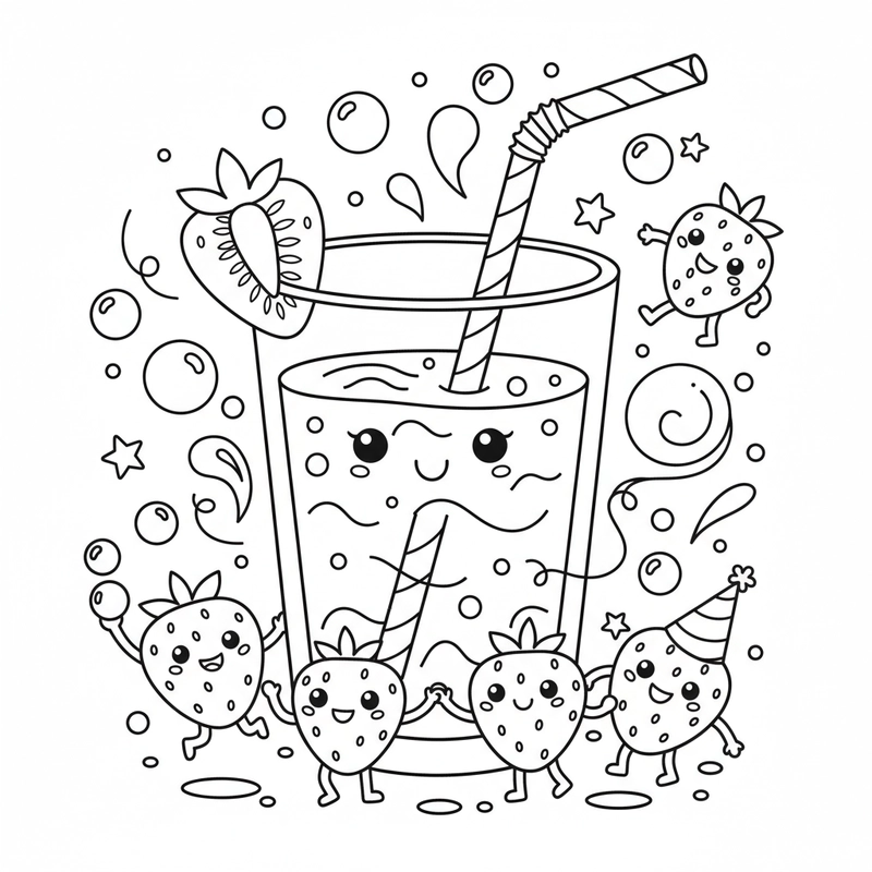 Tranh đồ uống tô màu đáng yêu