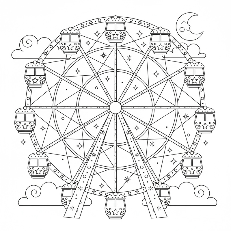 Tranh đu quay tô màu đáng yêu