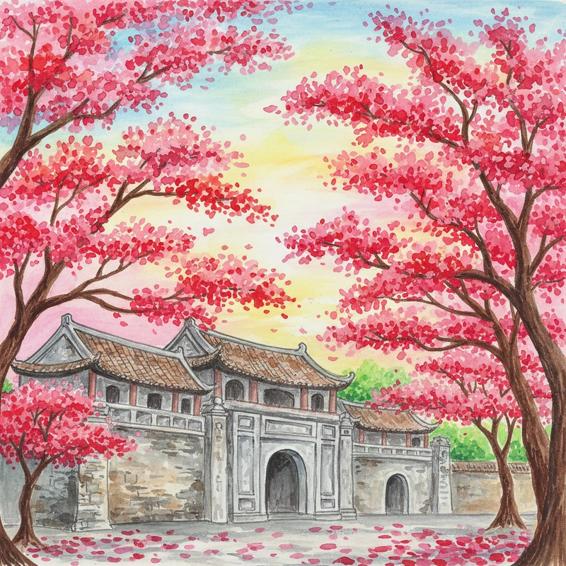 Tranh hoa đào xứ Lạng mang màu sắc đặc trưng