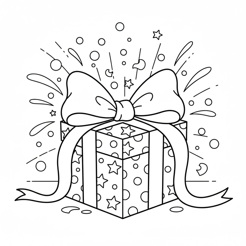 Tranh hộp quà tô màu với nơ xinh