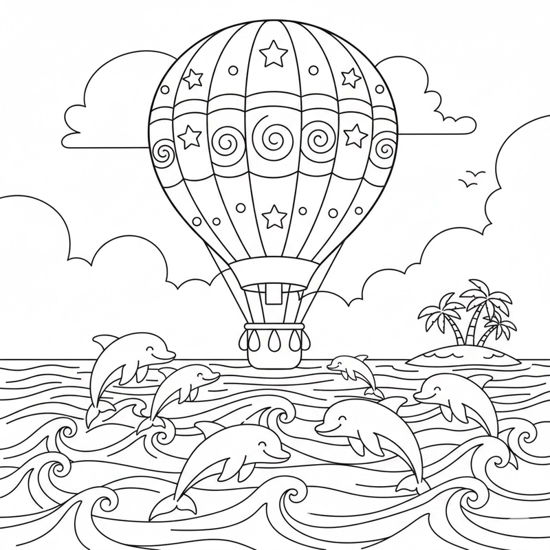 Tranh khinh khí cầu tô màu nhanh