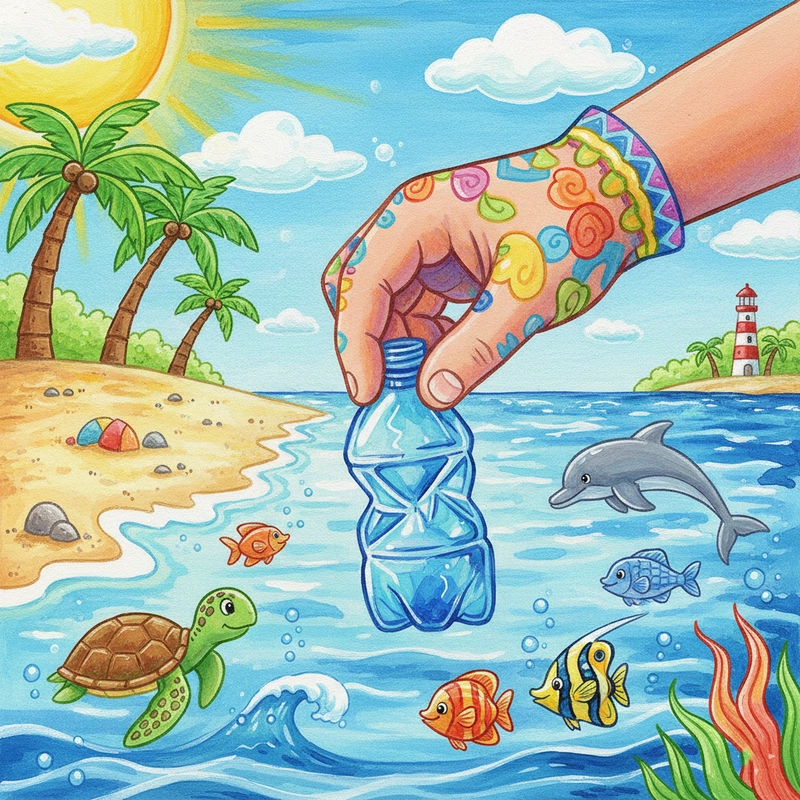 Tranh màu nước về đại dương trong lành