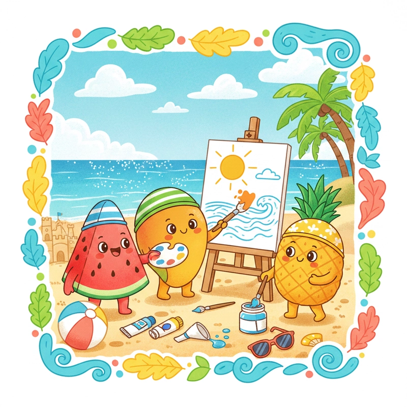 Tranh mùa hè đơn giản cho thiếu nhi
