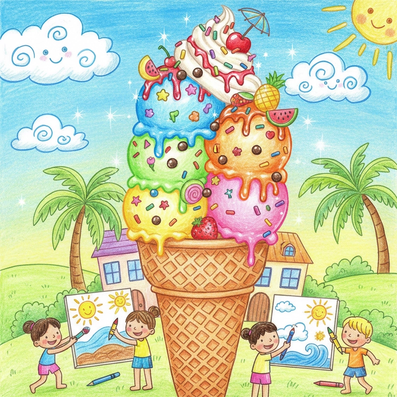 Tranh mùa hè lớp 3 đơn giản dễ thể hiện