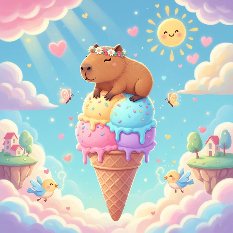 Tranh phác thảo Capybara cute nhẹ nhàng