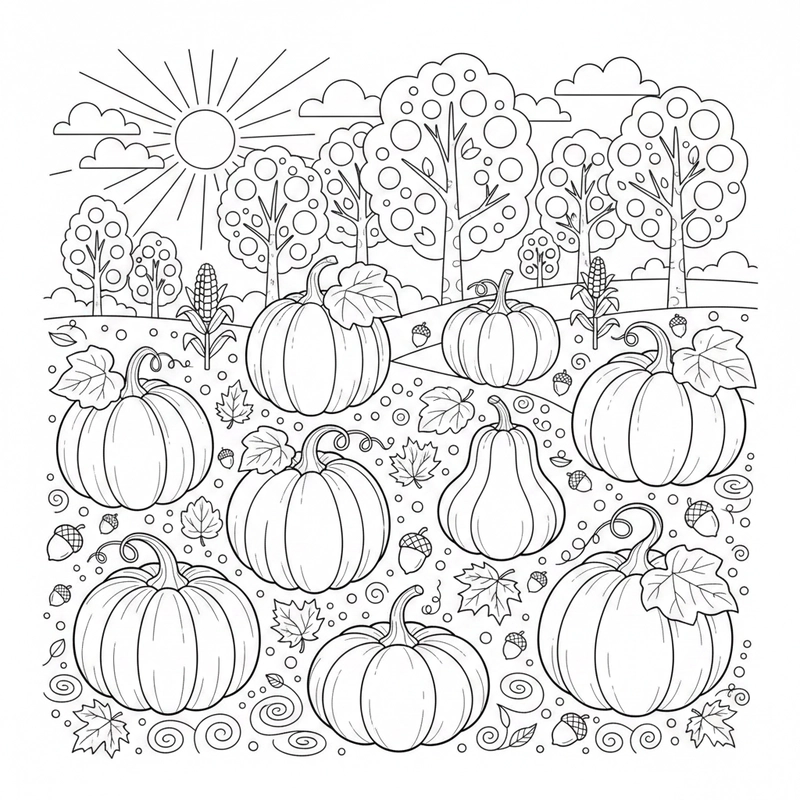 Tranh phong cảnh mùa thu cho bé tô màu