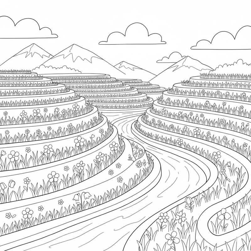 Tranh phong cảnh ruộng bậc thang cho bé