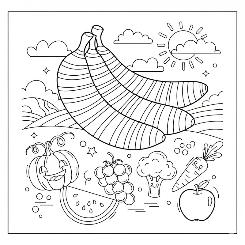 Tranh rau củ quả nét rõ để tô