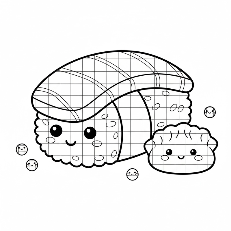 Tranh sushi cute dễ in