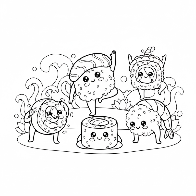 Tranh sushi dễ thương cho bé