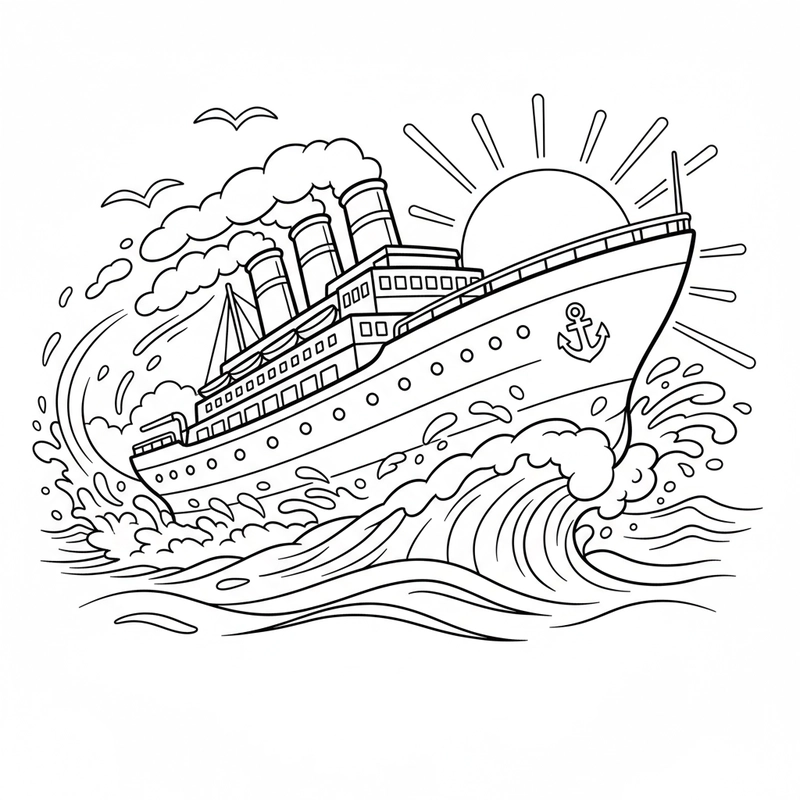 Tranh tàu thủy cho bé tô