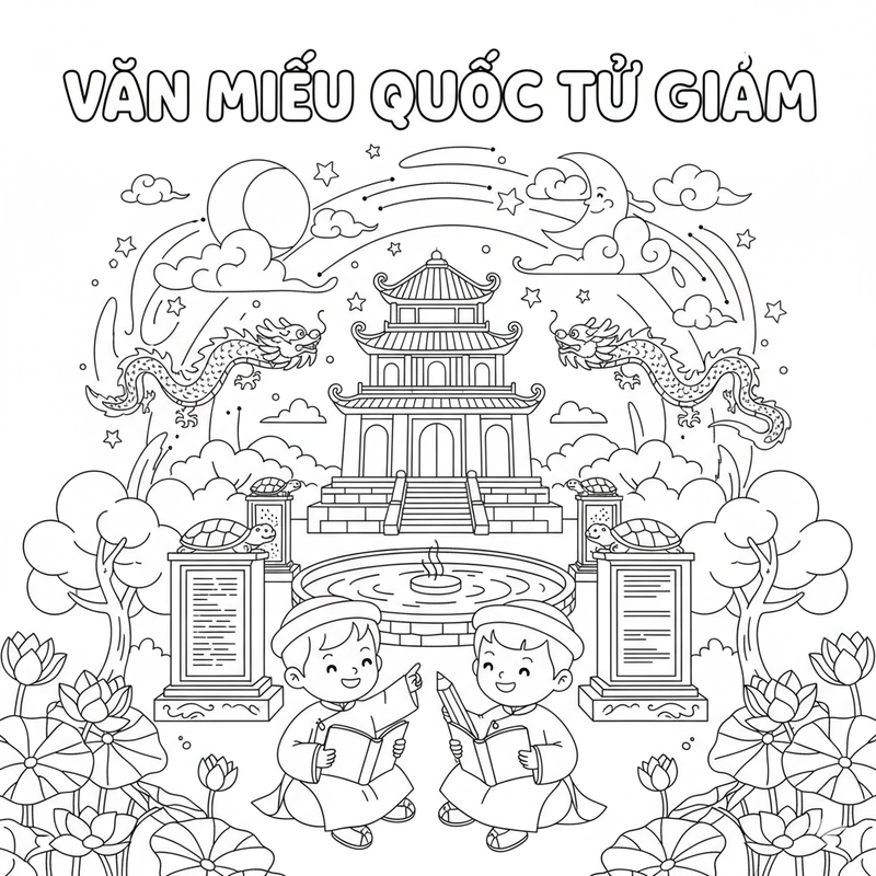 Tranh tô Văn Miếu Quốc Tử Giám cho bé