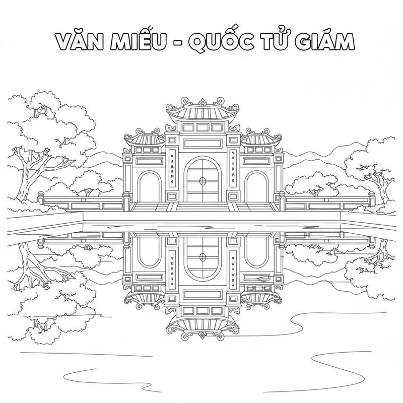 Tranh tô Văn Miếu Quốc Tử Giám đẹp