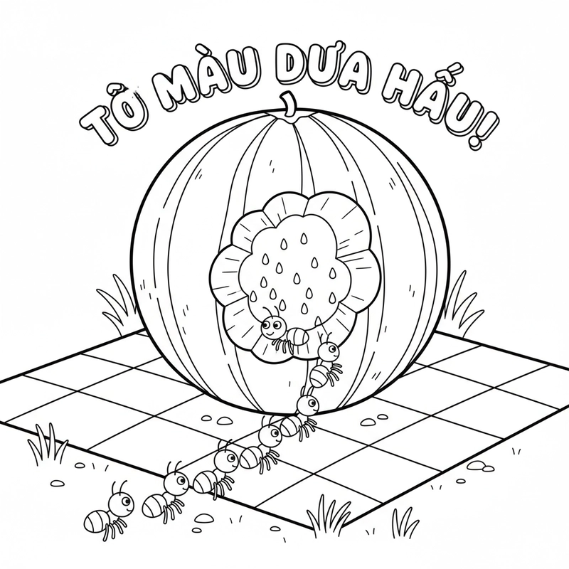 Tranh tô dưa hấu ngộ nghĩnh cho bé