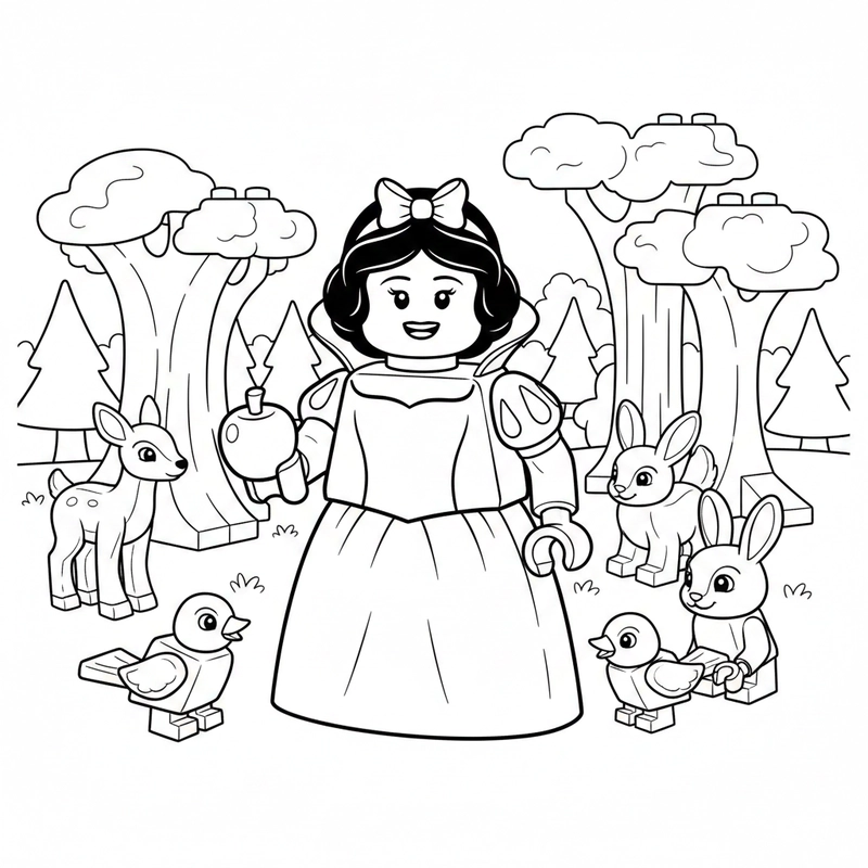 Tranh tô màu Bạch Tuyết ngộ nghĩnh