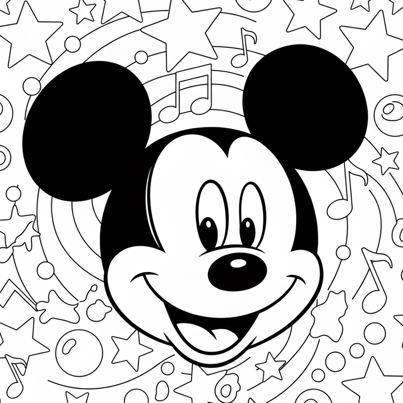 Tranh tô màu Chuột Mickey dễ thương cho bé