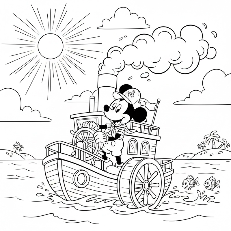 Tranh tô màu Chuột Mickey phù hợp bé mới tập tô