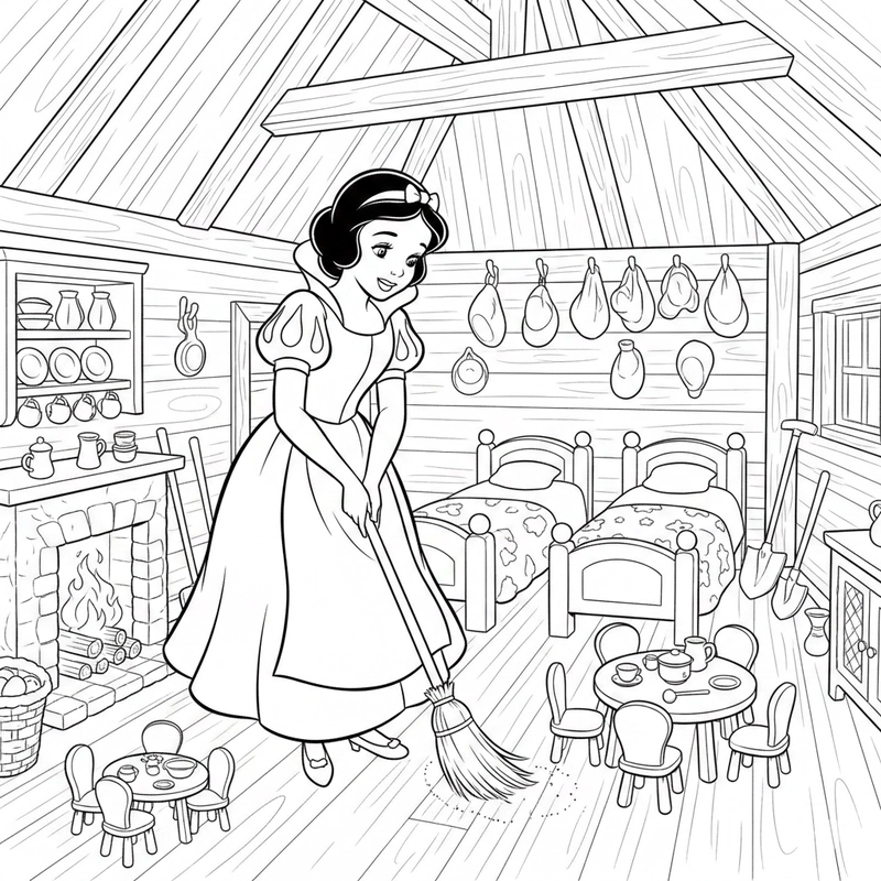 Tranh tô màu Công chúa Bạch Tuyết cho bé