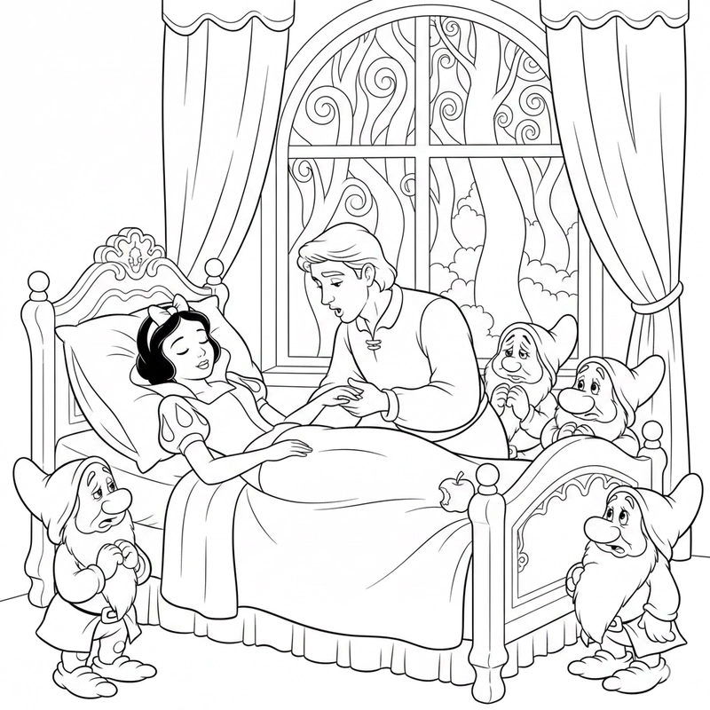 Tranh tô màu Công chúa Bạch Tuyết đẹp