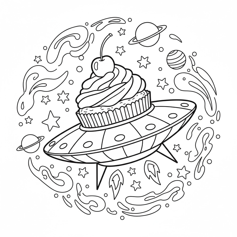 Tranh tô màu Cupcake sáng tạo